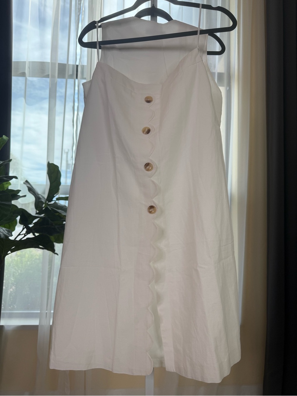 #306 Cotton Linen Scallop Trim Vest & Skirt Set - Picture 3 of 7